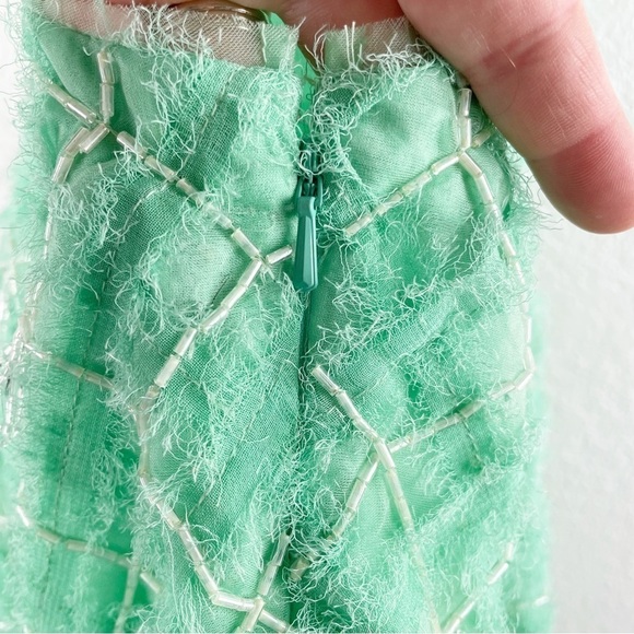 Aje Context Puff Short Sleeve Beaded Backless Mini Dress Green Size 6 Cocktail - Picture 7 of 13
